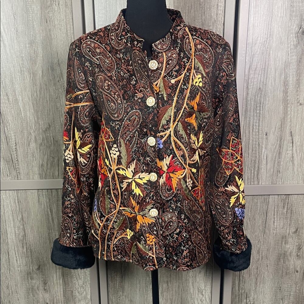 Vintage ALEX KIM Embroidered Tapestry Jacket Women's M